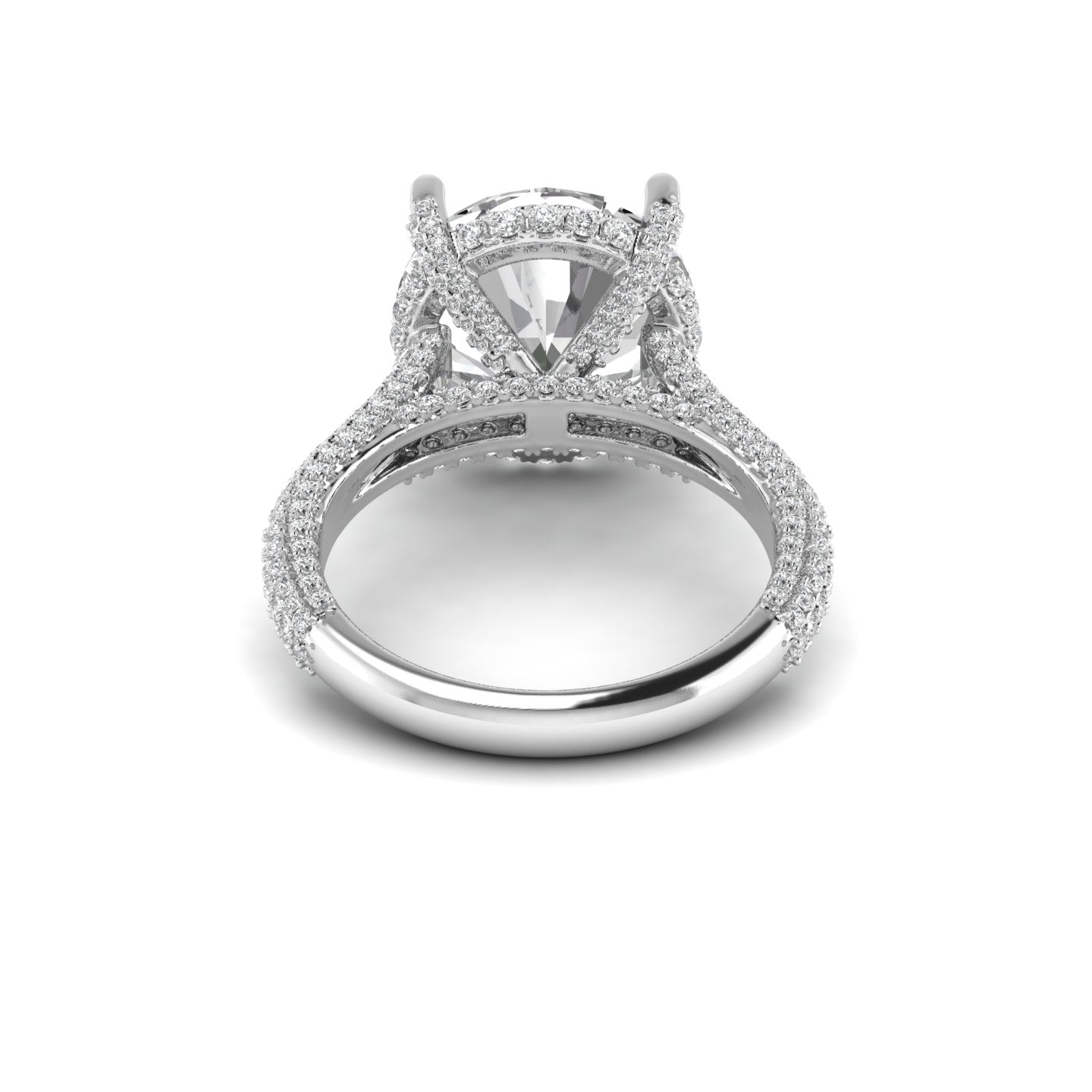 White Gold Studded 2.83 Carat Lab Grown Diamond Ring-E Color VS2 Clarity.